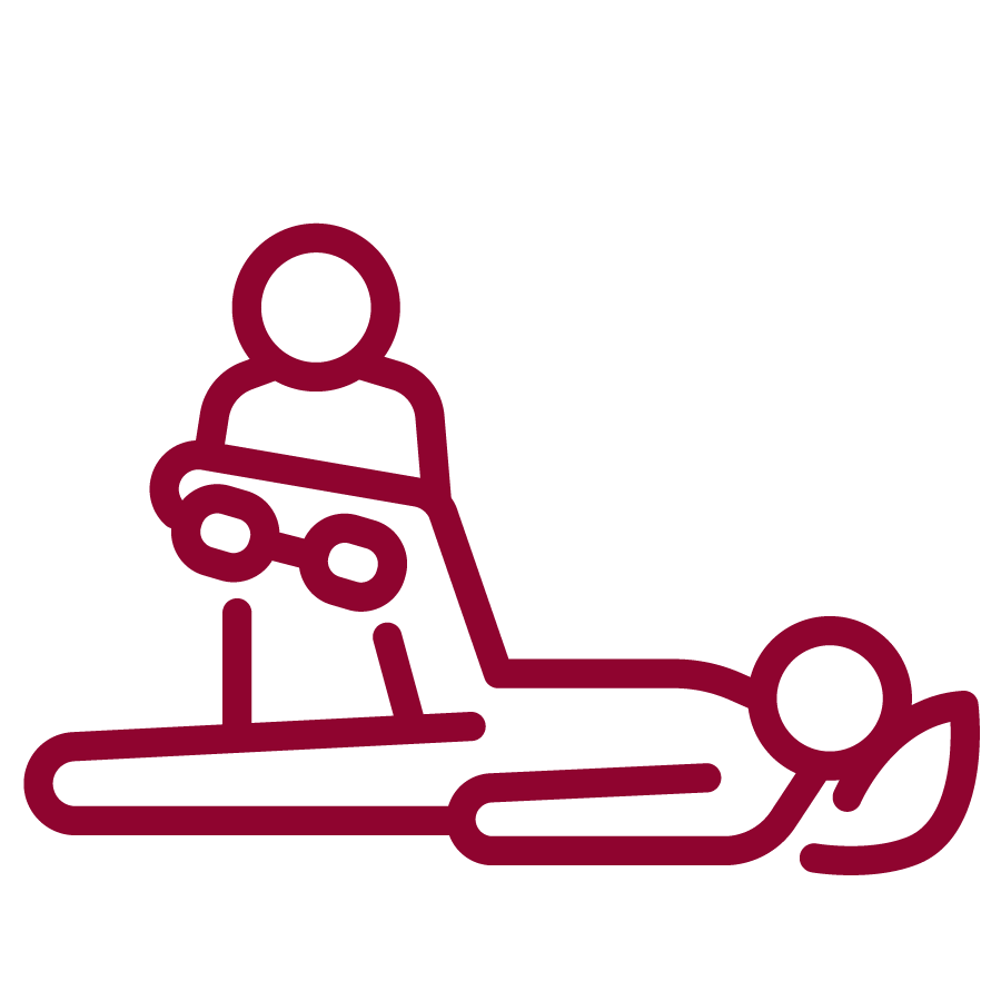 Symbolgrafik: Behandlung der Beine einer liegenden Person