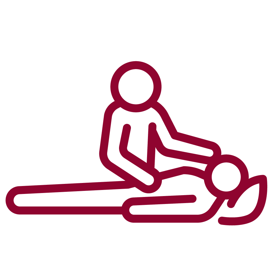Symbolgrafik: Massage des Bauches und des Kopfes einer liegenden Person